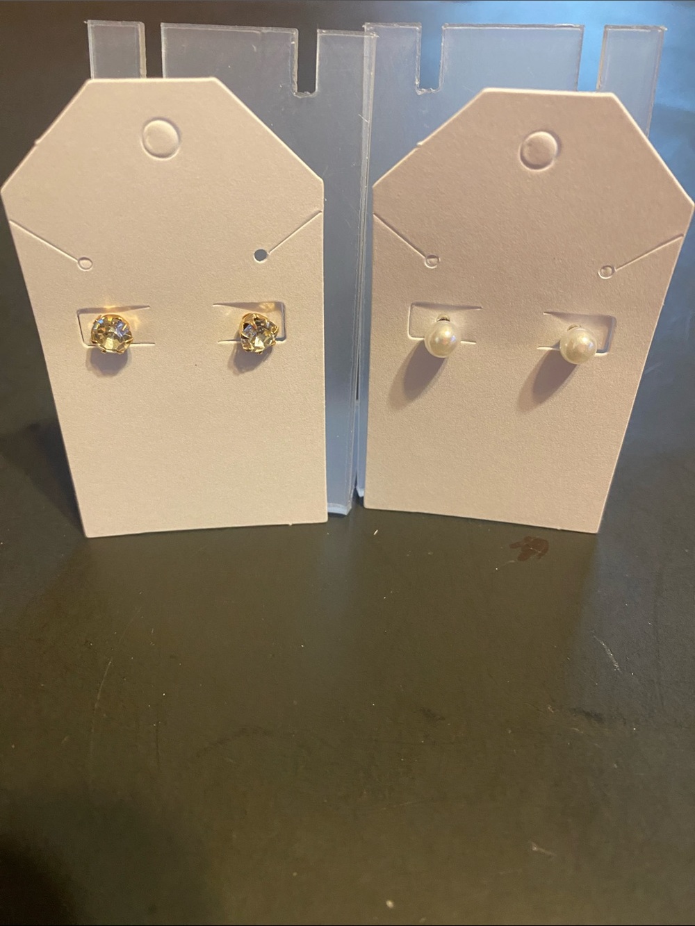 Gold Crystal and Pearl Stud Earring Duo - Women's Jewelry